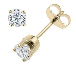 0.80 CTW Round 14 K Yellow Gold Earring Studs