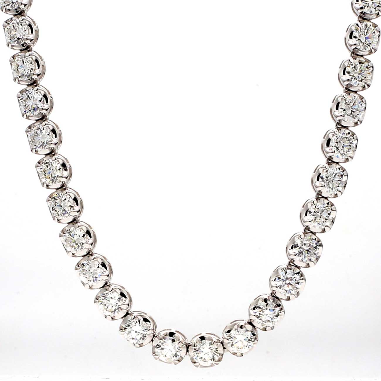 19.70 CTW Round 14 K White Gold Tennis Necklace