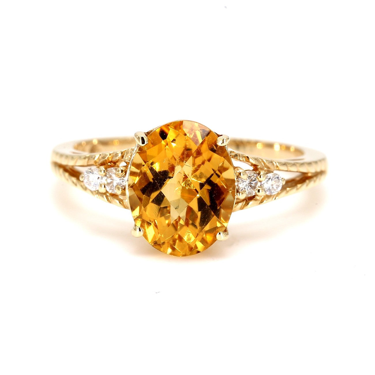 4.10 CTW Oval Citrine 14 K Yellow Gold (Other) Engagement Ring