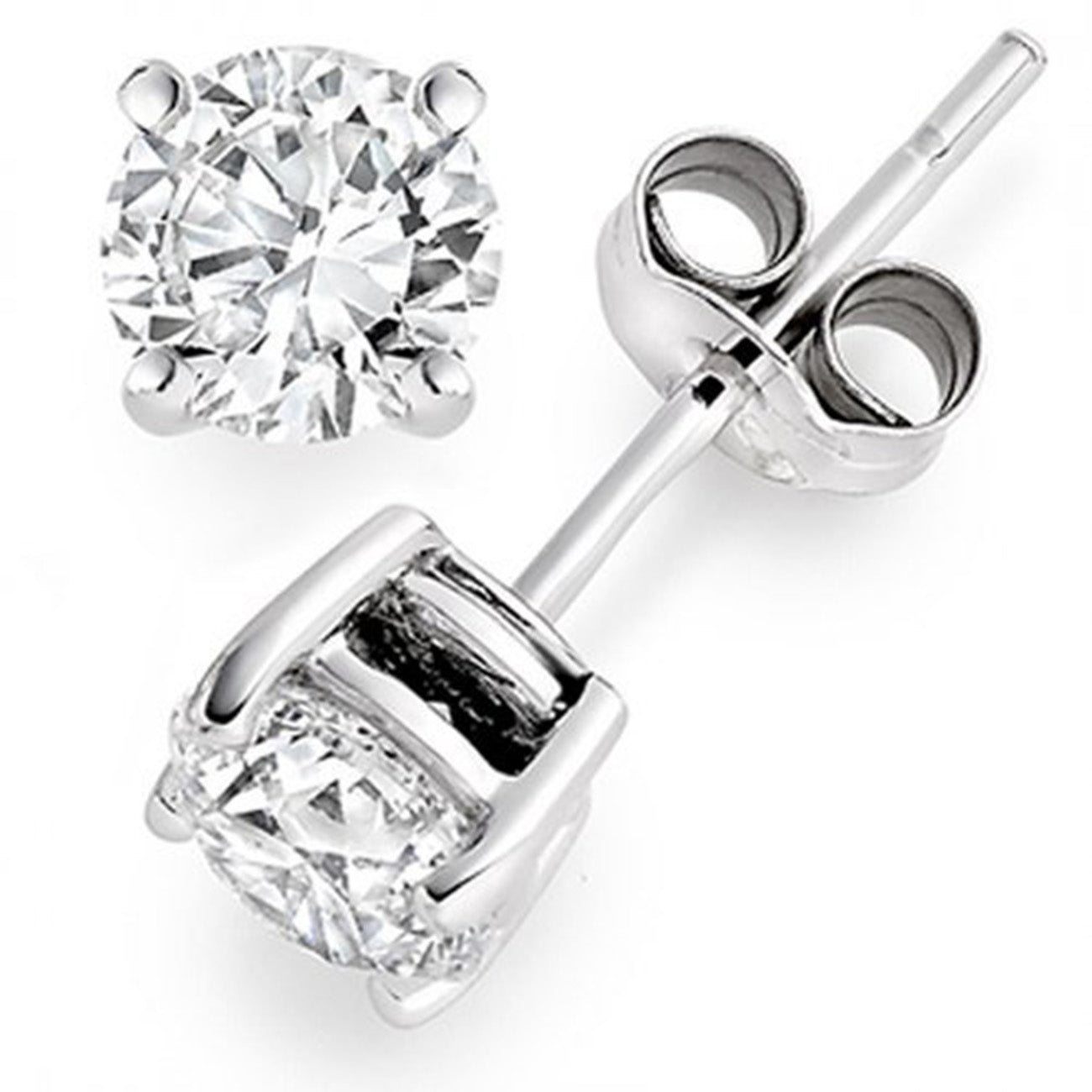 1.35 CTW Round 14 K White Gold Earring Studs