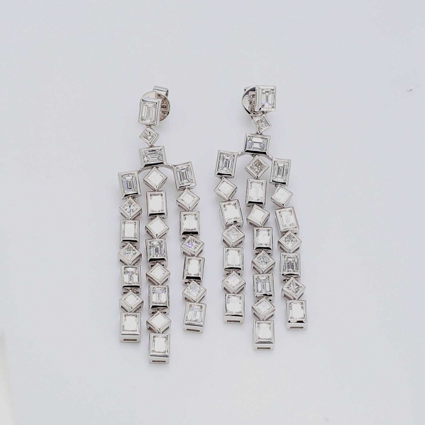 5.86 CTW 18 K White Gold Chandelier Earrings