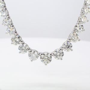 18.63 CTW Round 18 K White Gold Tennis Necklace