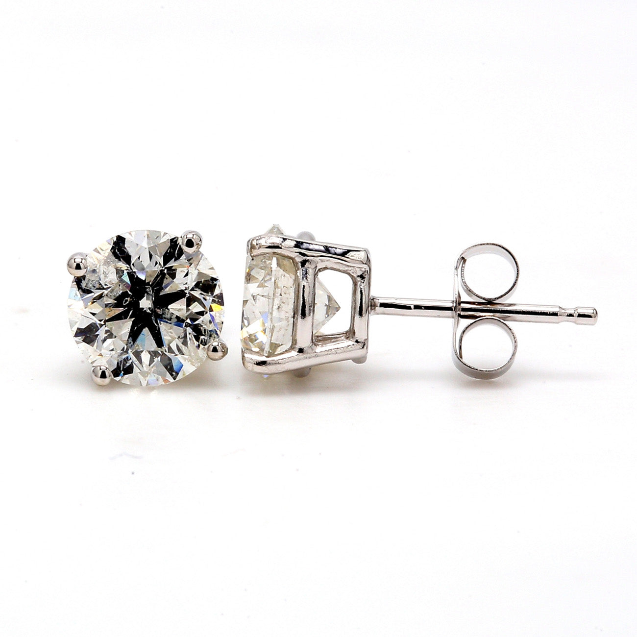 2.18 CTW Round 14 K White Gold Earring Studs