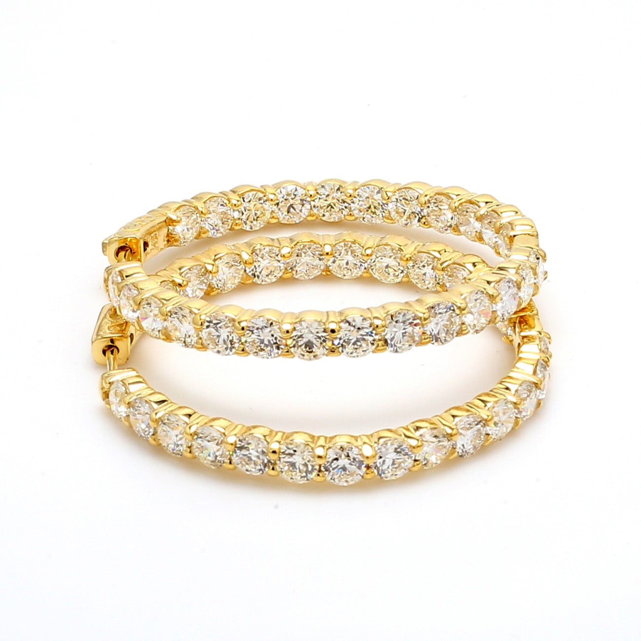 11.57 CTW Round 14 K Yellow Gold Hoop Earrings