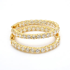 11.57 CTW Round 14 K Yellow Gold Hoop Earrings