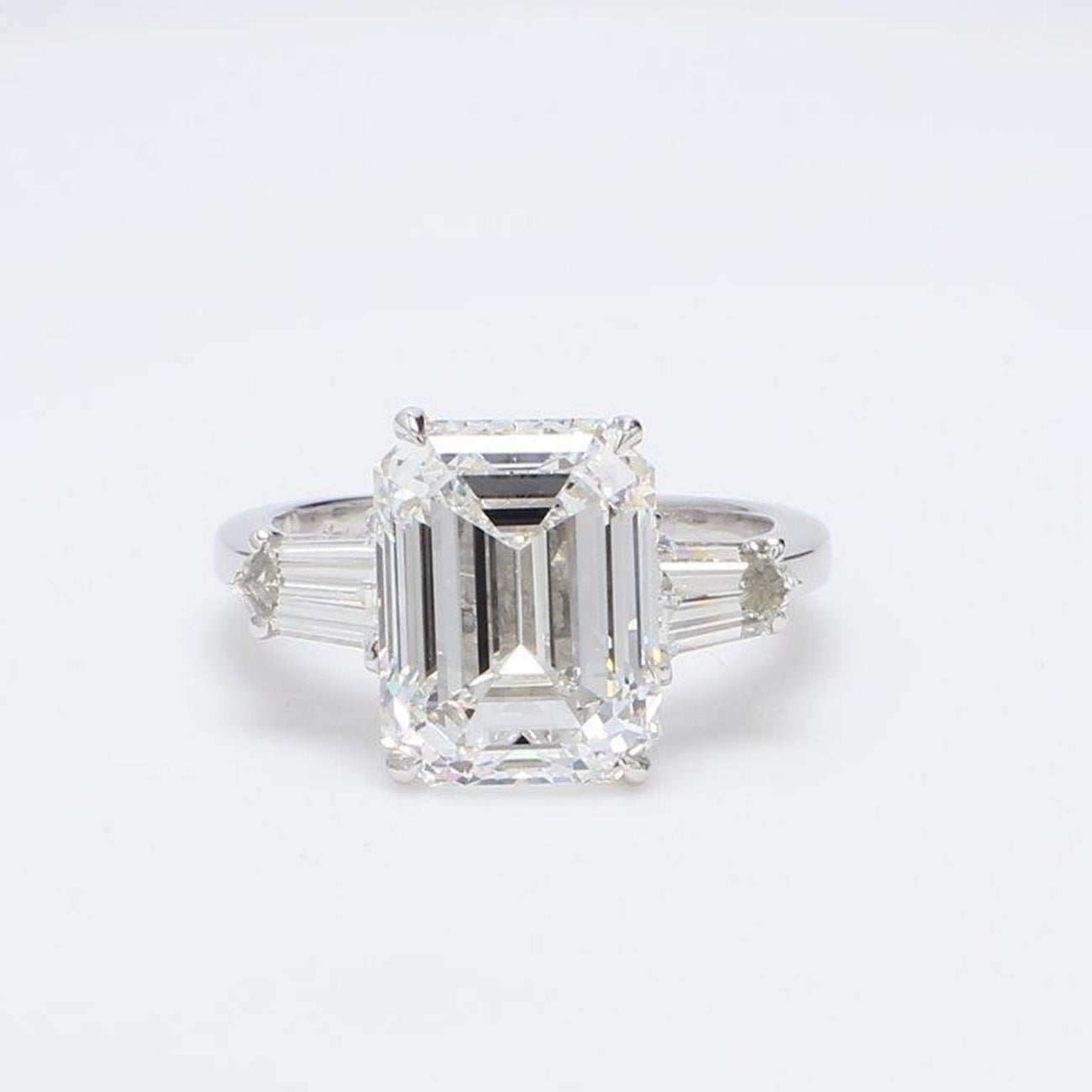 0.98 CTW Bullets Platinum Three Stone Engagement Ring