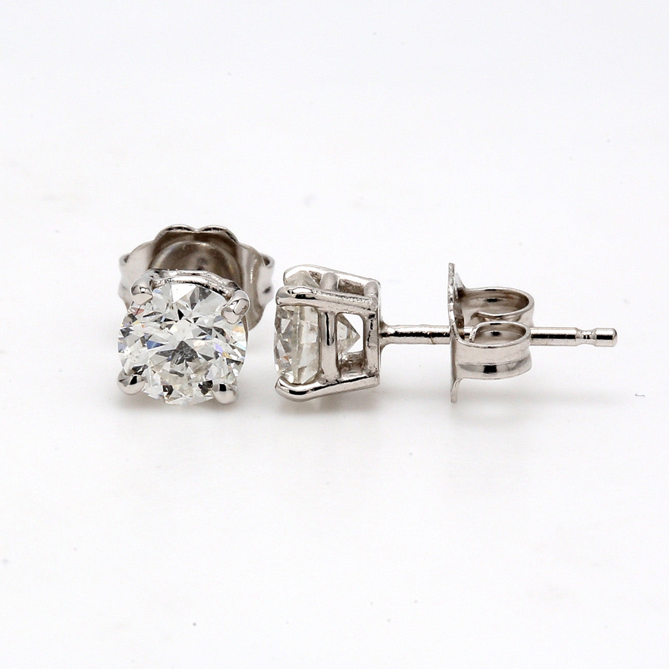 1.06 CTW Round 14 K White Gold Earring Studs
