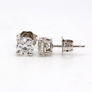 1.06 CTW Round 14 K White Gold Earring Studs