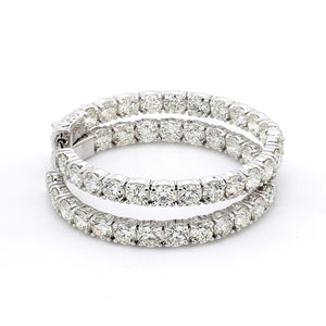10.88 CTW Round 14 K White Gold Hoop Earrings