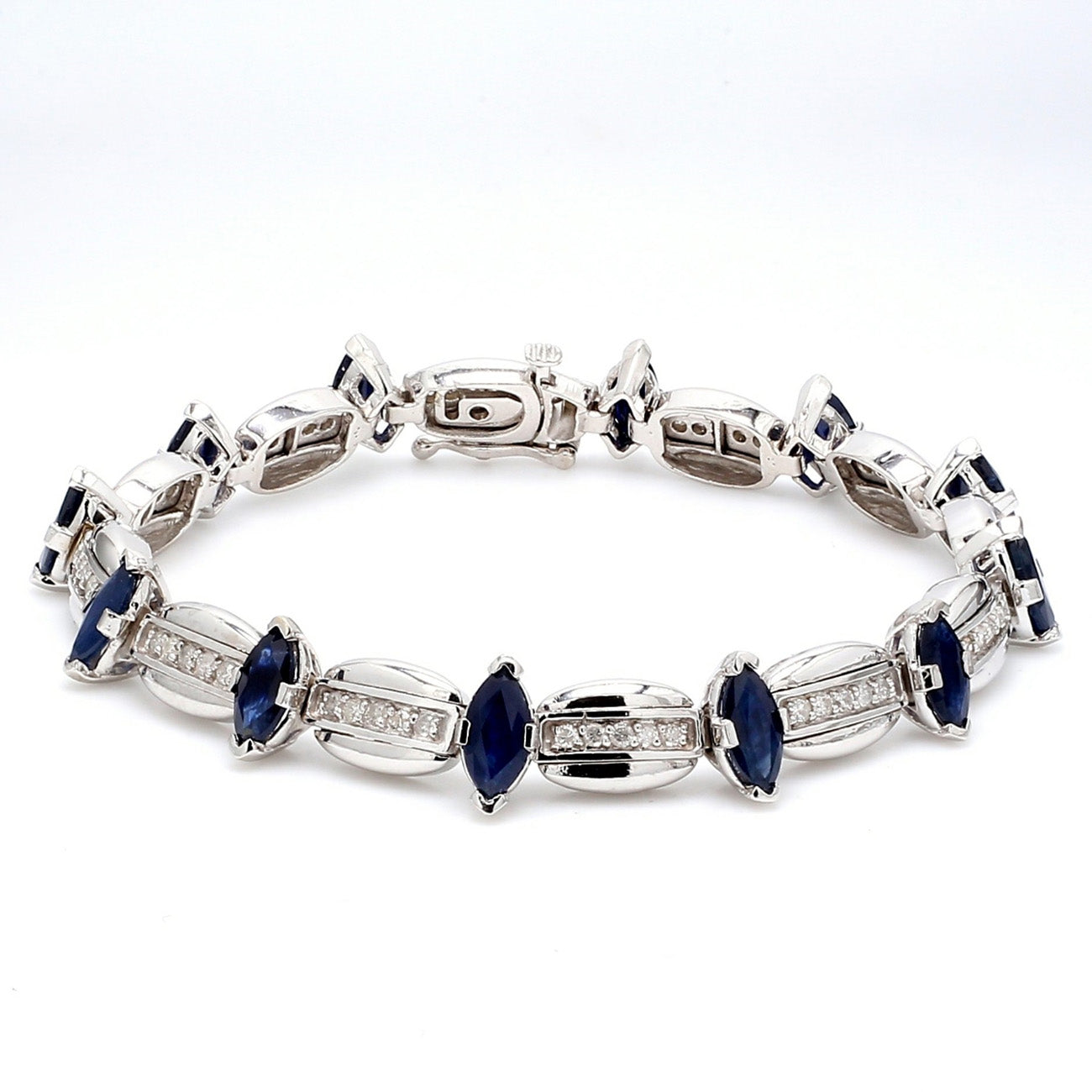 9.00 CTW Marquise Sapphire 14 K White Gold (Other) Bracelet