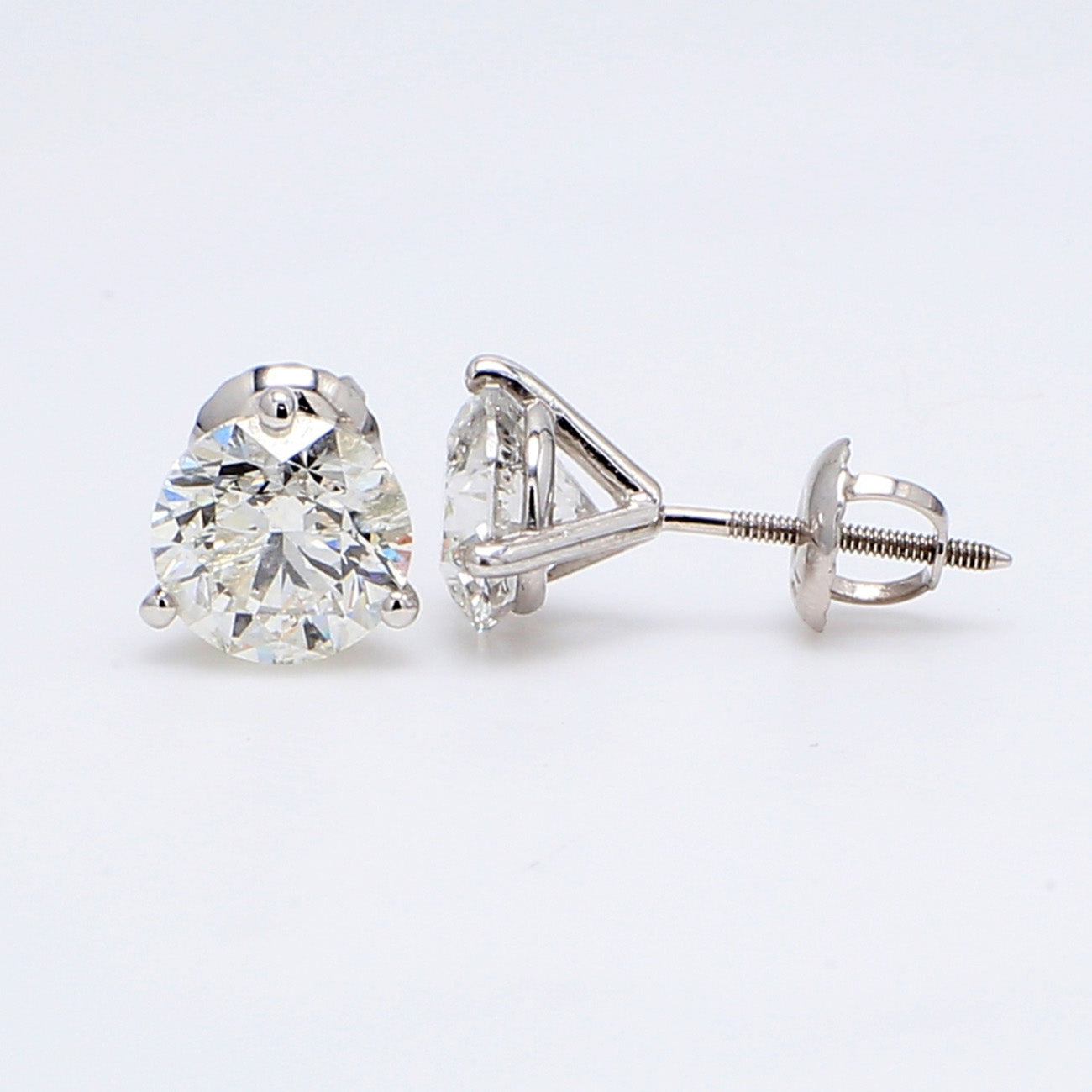 2.82 CTW Round 14 K White Gold Earring Studs