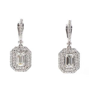 0.94 CTW Round 14 K White Gold Drop Earrings