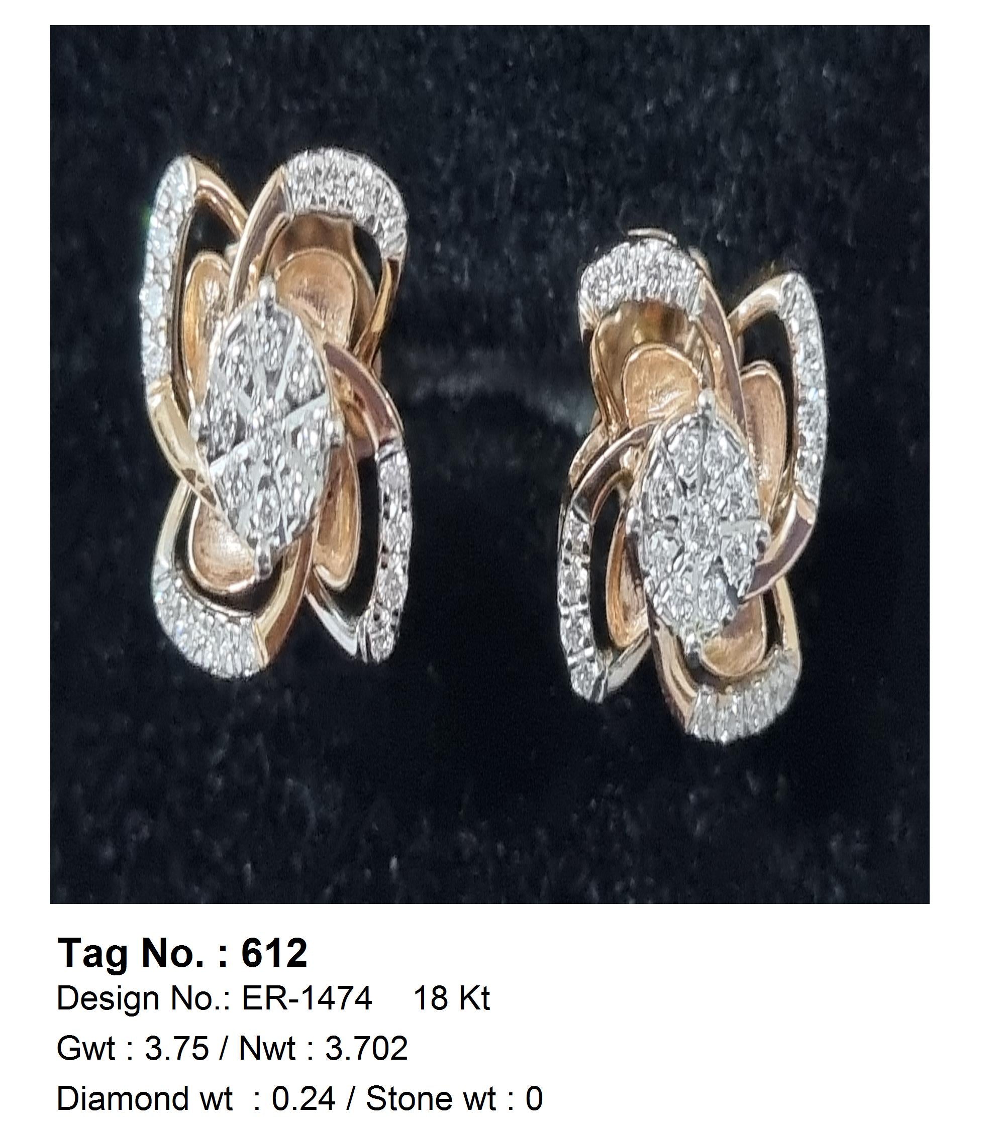 0.24 CTW 18 K Rose Gold Earring Studs