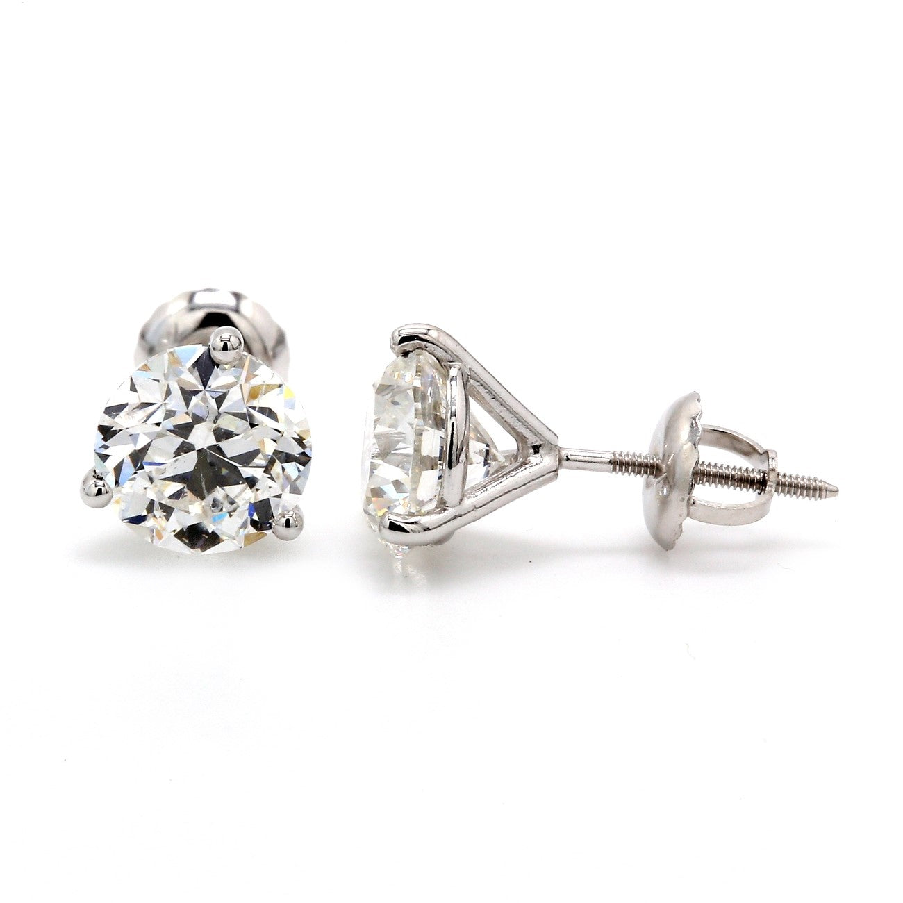 3.01 CTW Round 14 K White Gold Earring Studs