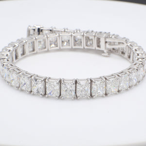 27.00 CTW Radiant Platinum Tennis Bracelet