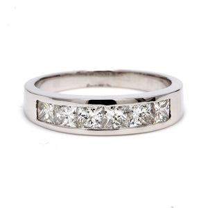 1.27 CTW Princess 14 K White Gold Diamond Wedding Band