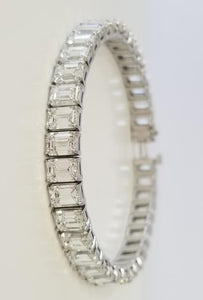 22.19 CTW Emerald Platinum Tennis Bracelet