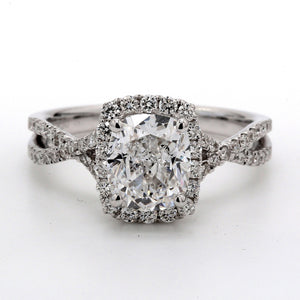 0.48 CTW Round 18 K White Gold Halo Engagement Ring