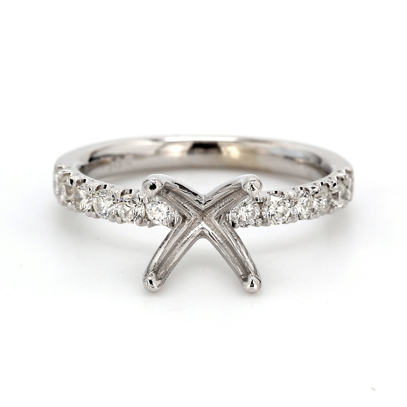 0.19 CTW Round 14 K White Gold Side Stone Engagement Ring