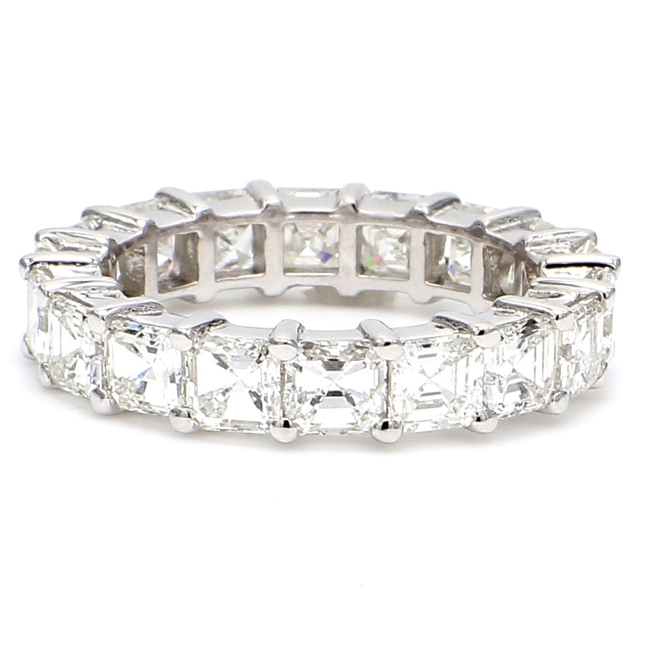 3.16 CTW Asscher 14 K White Gold Eternity Wedding Band