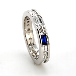 1.50 CTW Tapered Baguette Sapphire Platinum Eternity Wedding Band