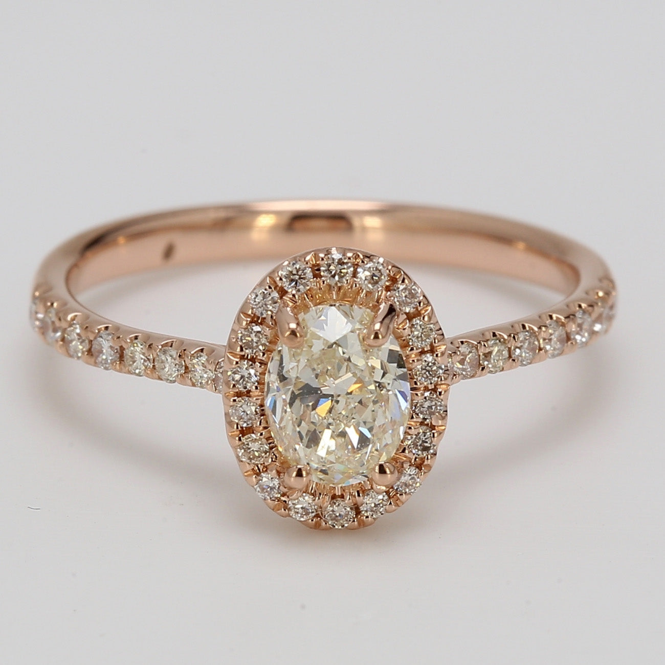 1.02 CTW Oval 14 K Rose Gold Halo Engagement Ring