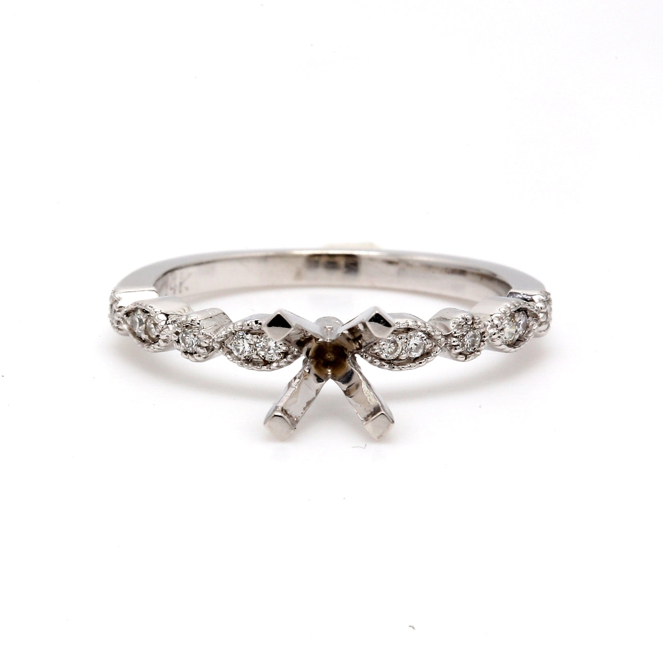 0.14 CTW Round 14 K White Gold Side Stone Engagement Ring