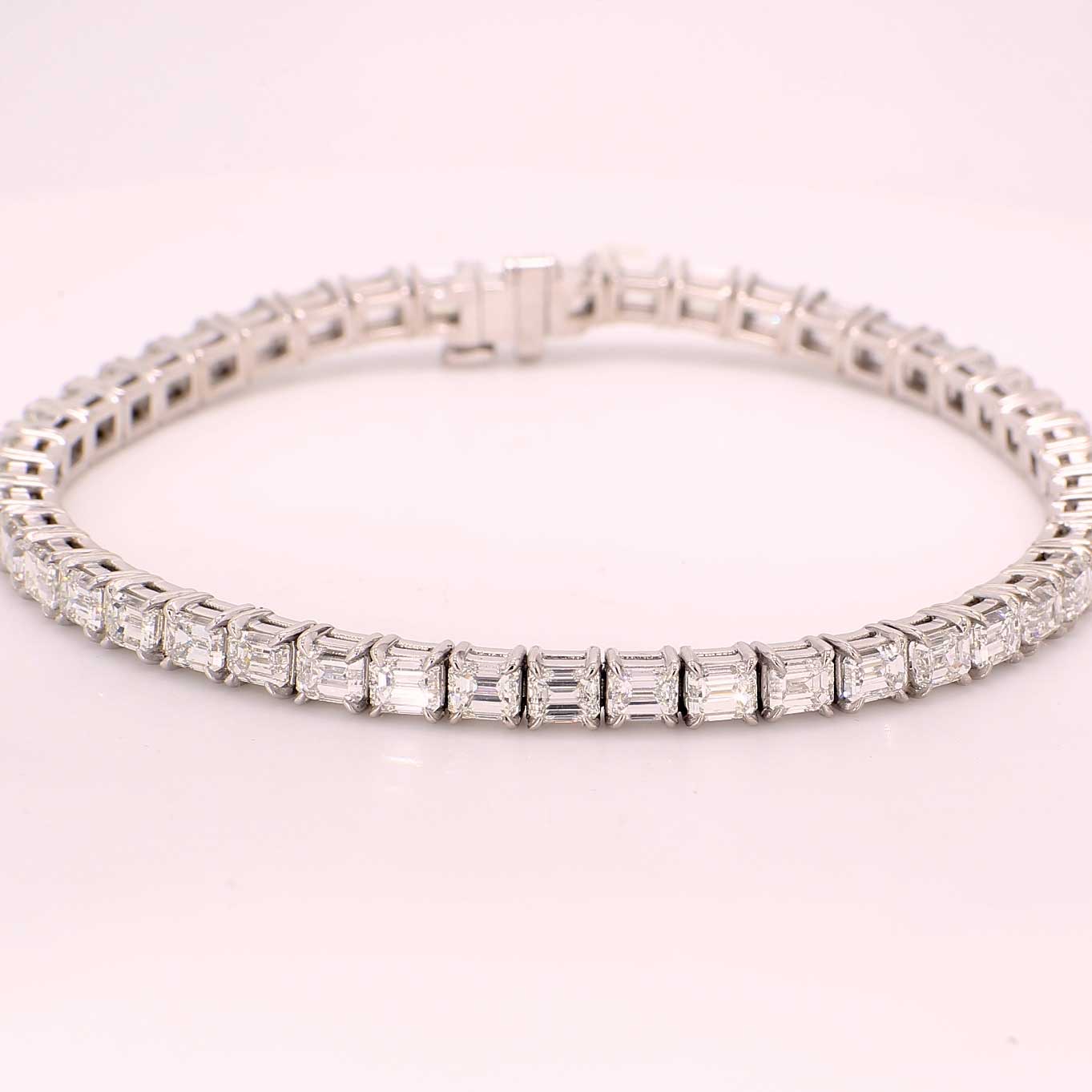 10.79 CTW Emerald Platinum Tennis Bracelet