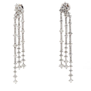 4.65 CTW Round 14 K White Gold Chandelier Earrings