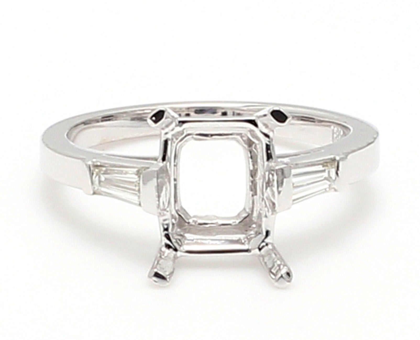 0.23 CTW Tapered Baguette 18 K White Gold Three Stone Engagement Ring