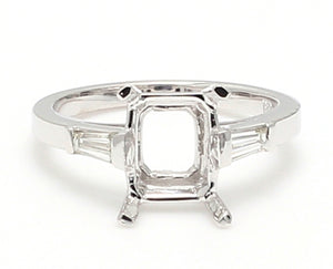 0.23 CTW Tapered Baguette 18 K White Gold Three Stone Engagement Ring