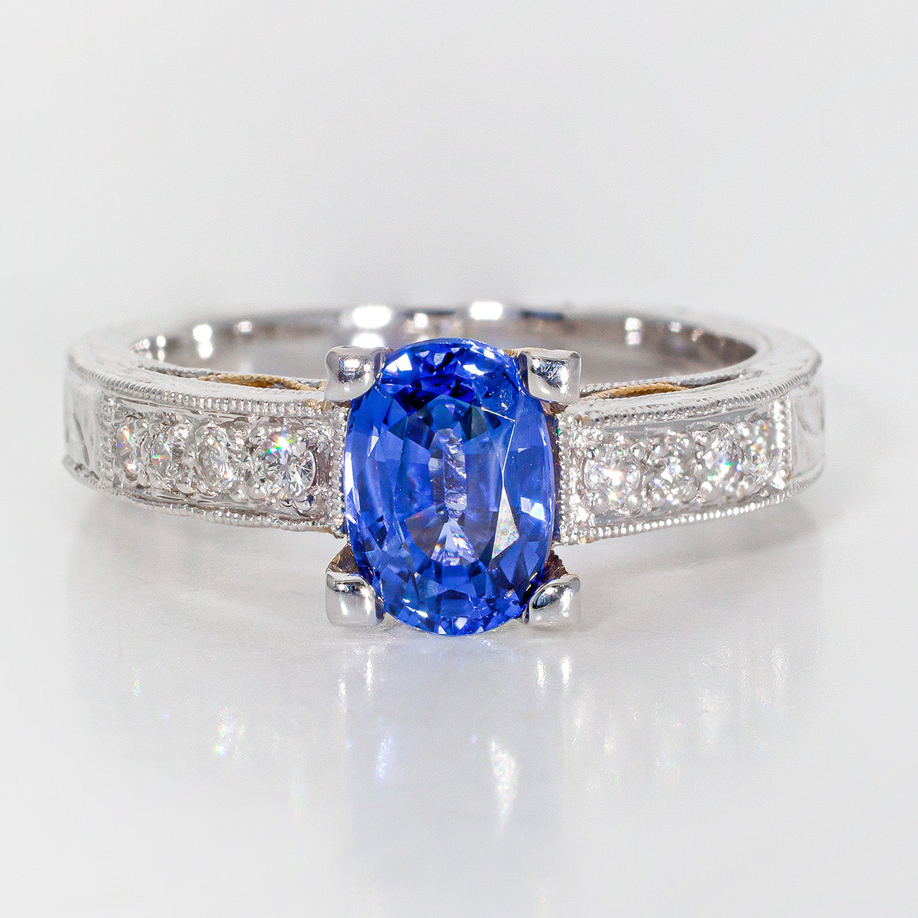 1.62 CTW Oval Sapphire Mix Metal (Other) Engagement Ring