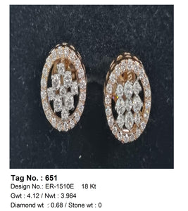 0.68 CTW 18 K Rose Gold Earring Studs