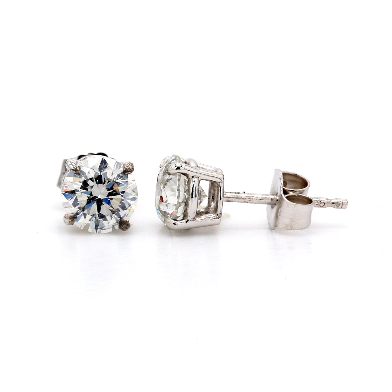 1.72 CTW Round 14 K White Gold Earring Studs