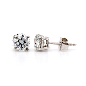 1.72 CTW Round 14 K White Gold Earring Studs