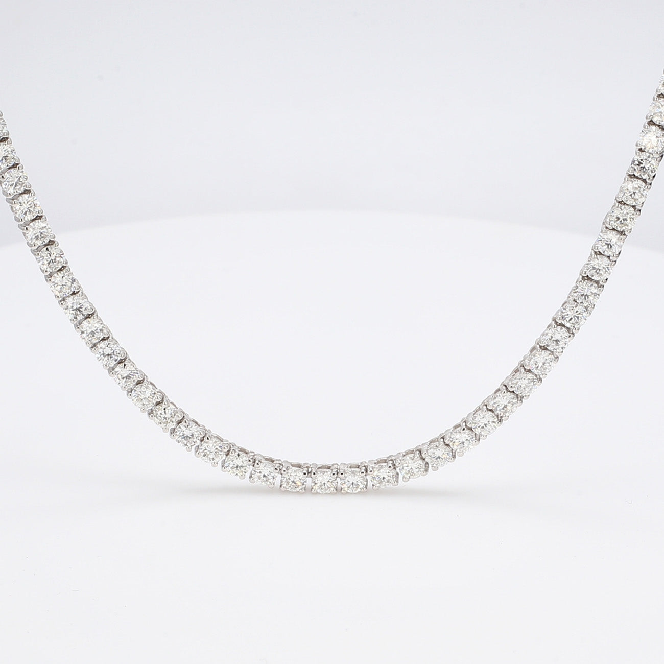 13.70 CTW Round 14 K White Gold Tennis Necklace