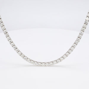 13.70 CTW Round 14 K White Gold Tennis Necklace