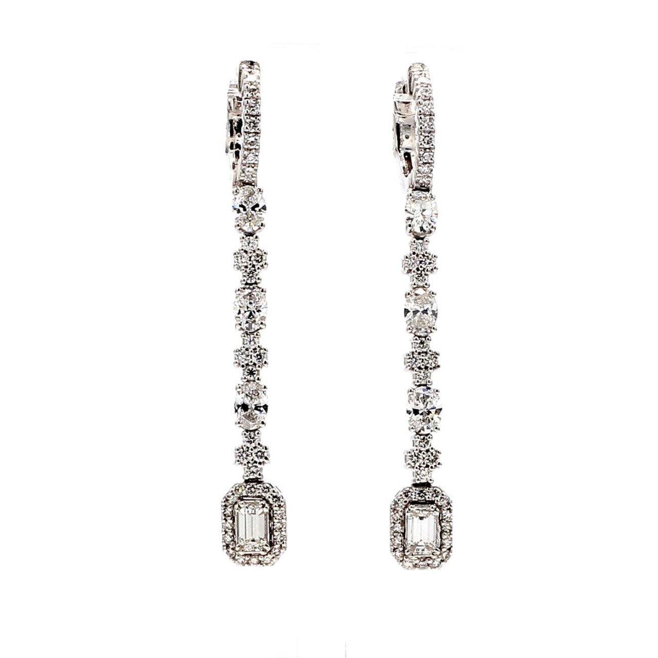 2.52 CTW 14 K White Gold Drop Earrings