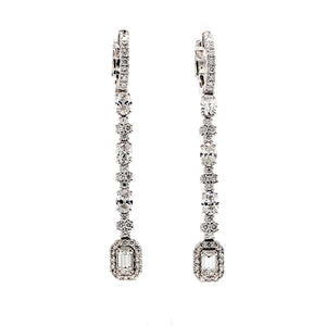 2.52 CTW 14 K White Gold Drop Earrings