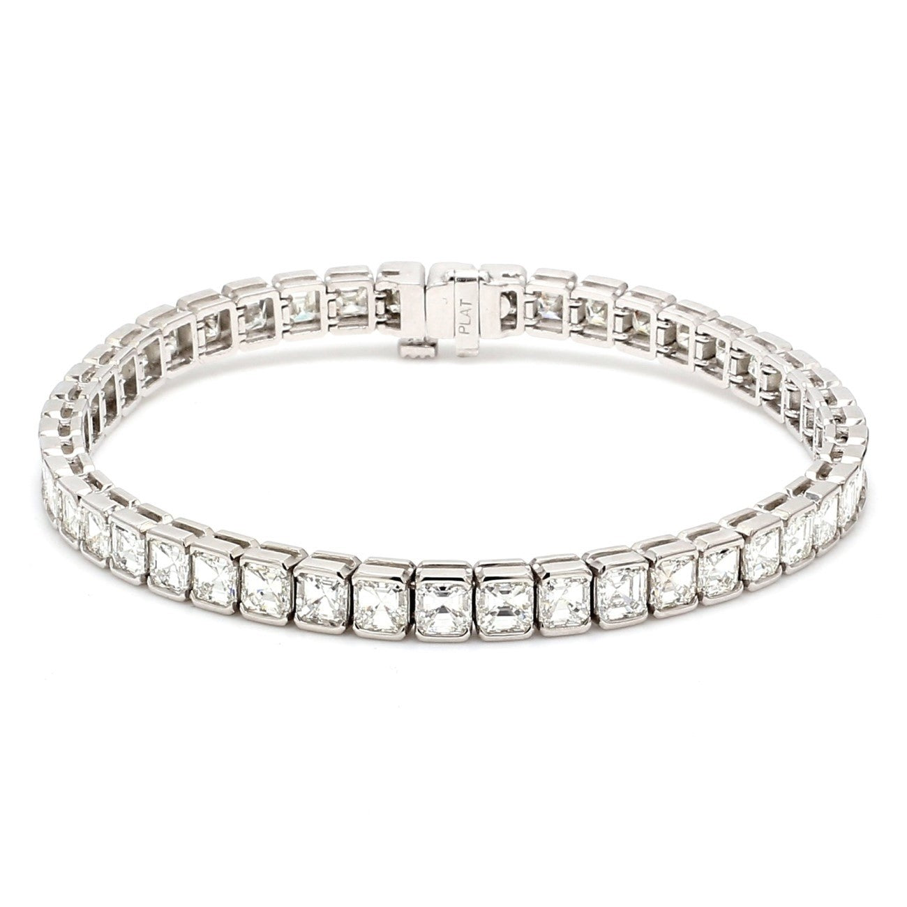11.61 CTW Asscher Platinum Tennis Bracelet