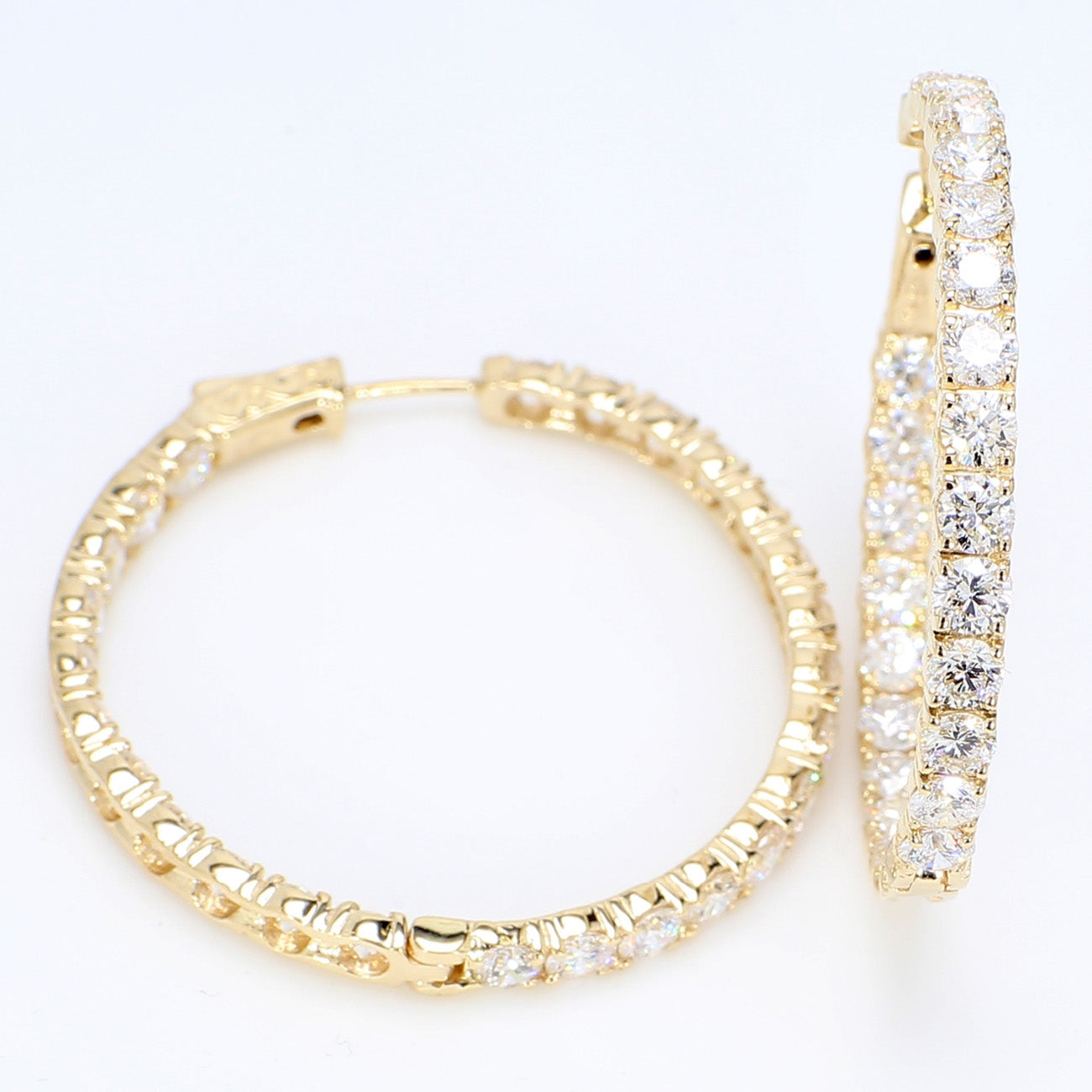 6.98 CTW Round 14 K Yellow Gold Hoop Earrings