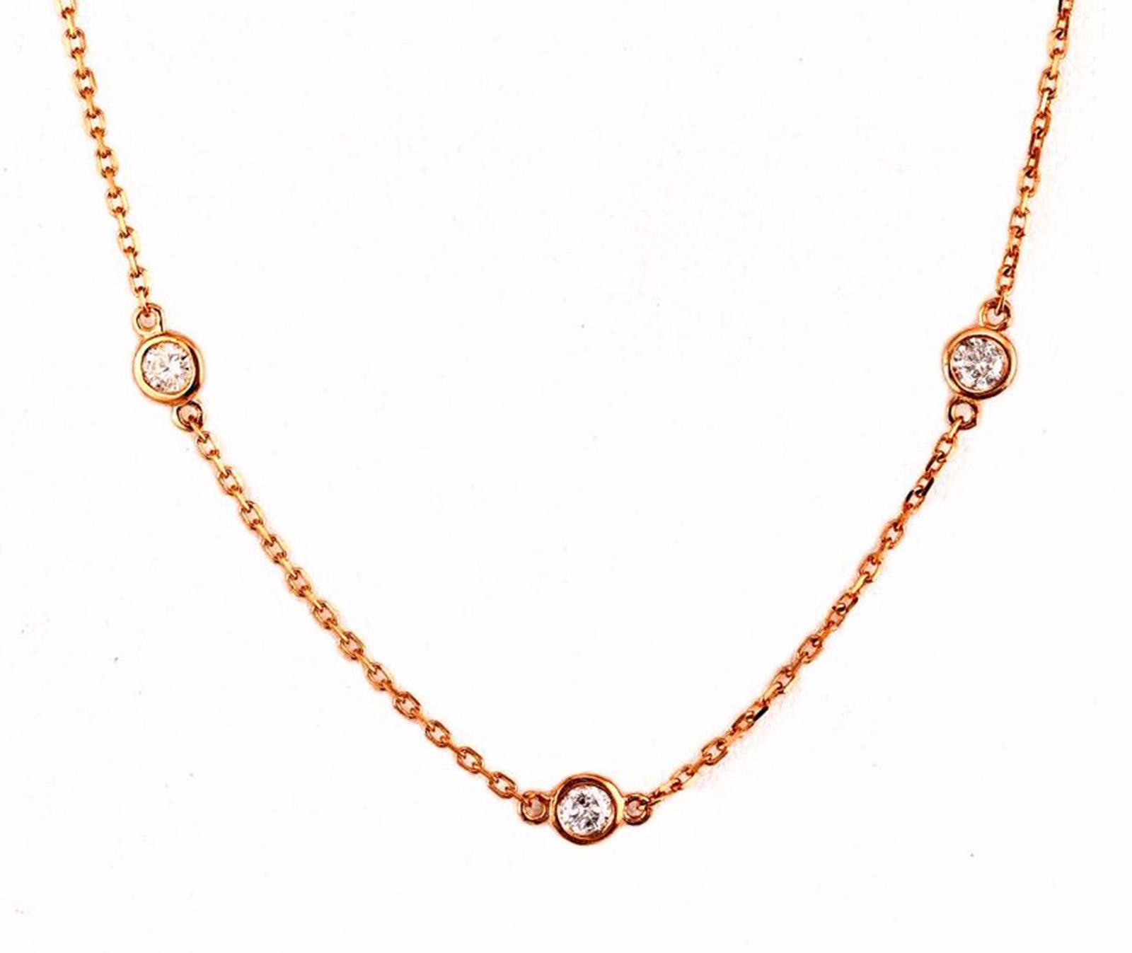 2.50 CTW Round 14 K Rose Gold (Other) Necklace