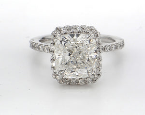 3.97 CTW Cushion Platinum Halo Engagement Ring