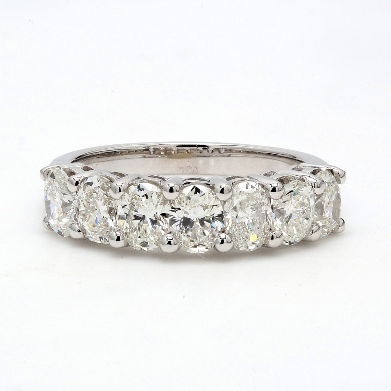 2.14 CTW Oval 18 K White Gold Diamond Wedding Band