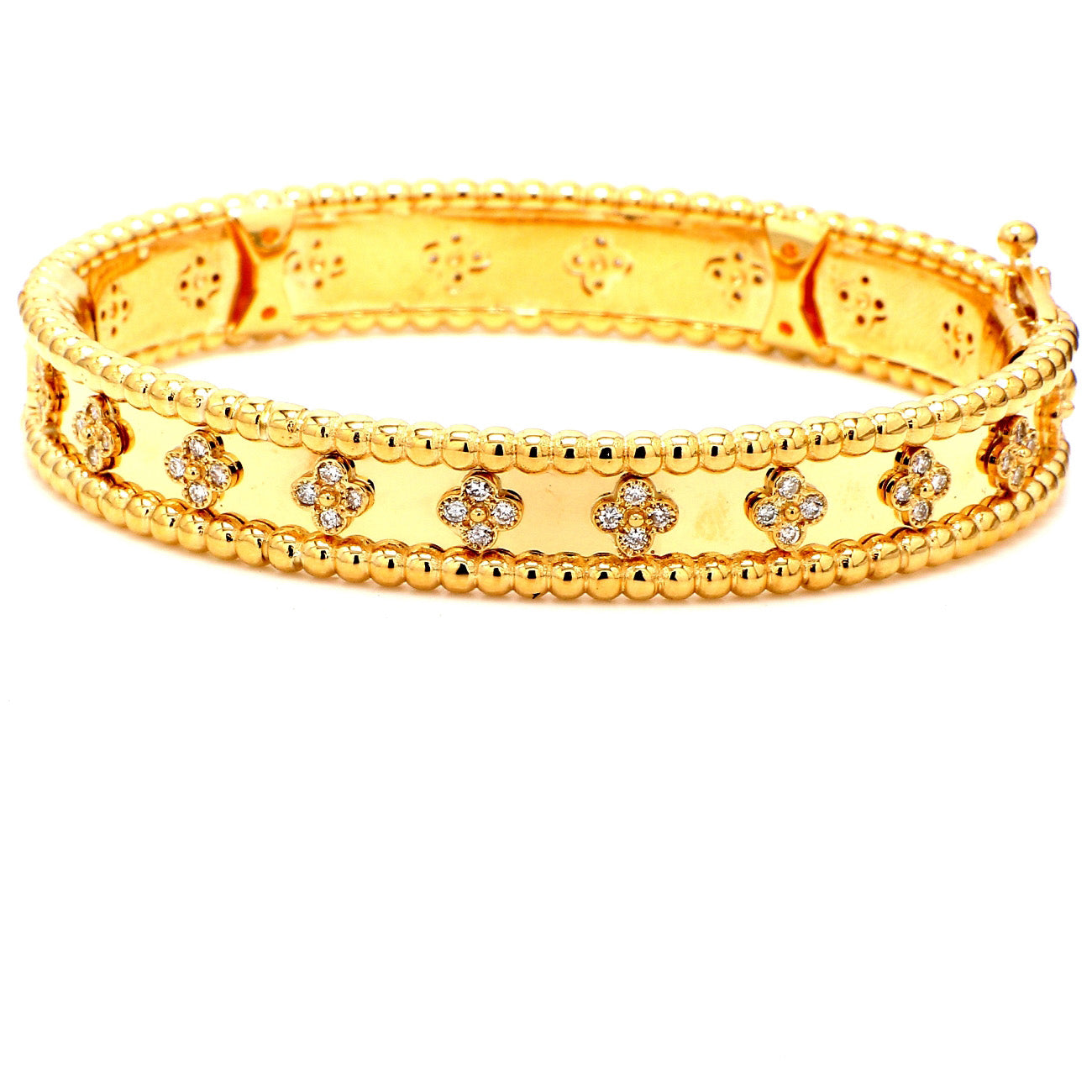 0.84 CTW Round 18 K Yellow Gold Bangle Bracelet