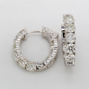 5.40 CTW Round 14 K White Gold Hoop Earrings