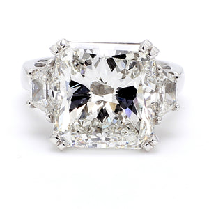 9.90 CTW Radiant Platinum Three Stone Engagement Ring