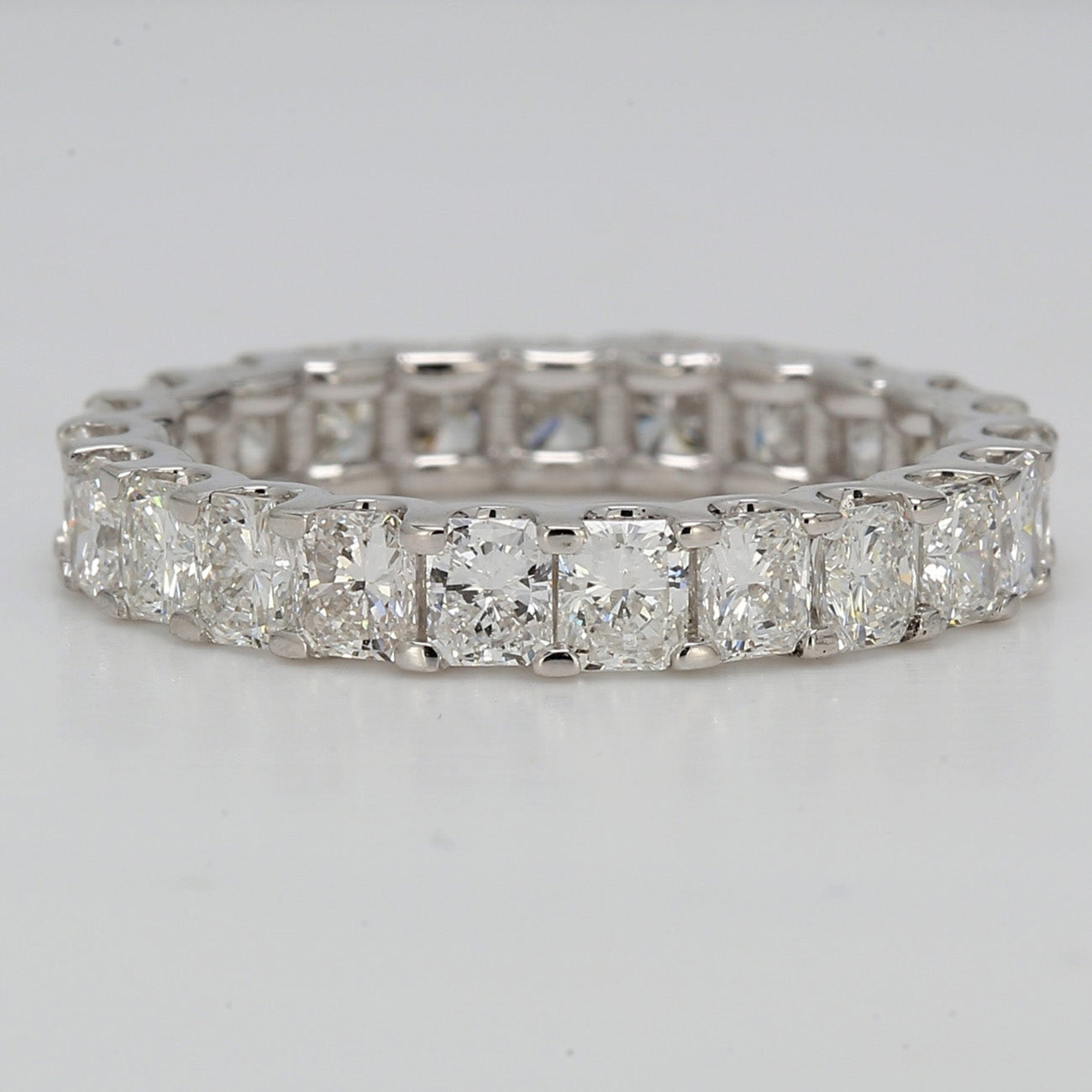 3.49 CTW Radiant 14 K White Gold Eternity Wedding Band