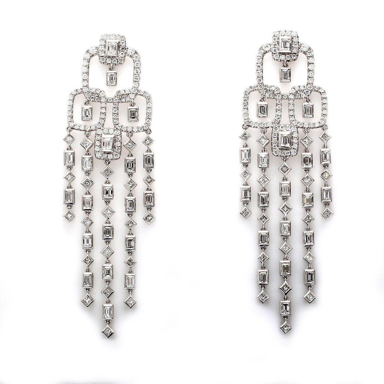 7.25 CTW 18 K White Gold Chandelier Earrings