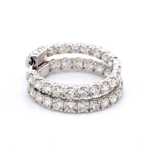 5.41 CTW Round 14 K White Gold Hoop Earrings